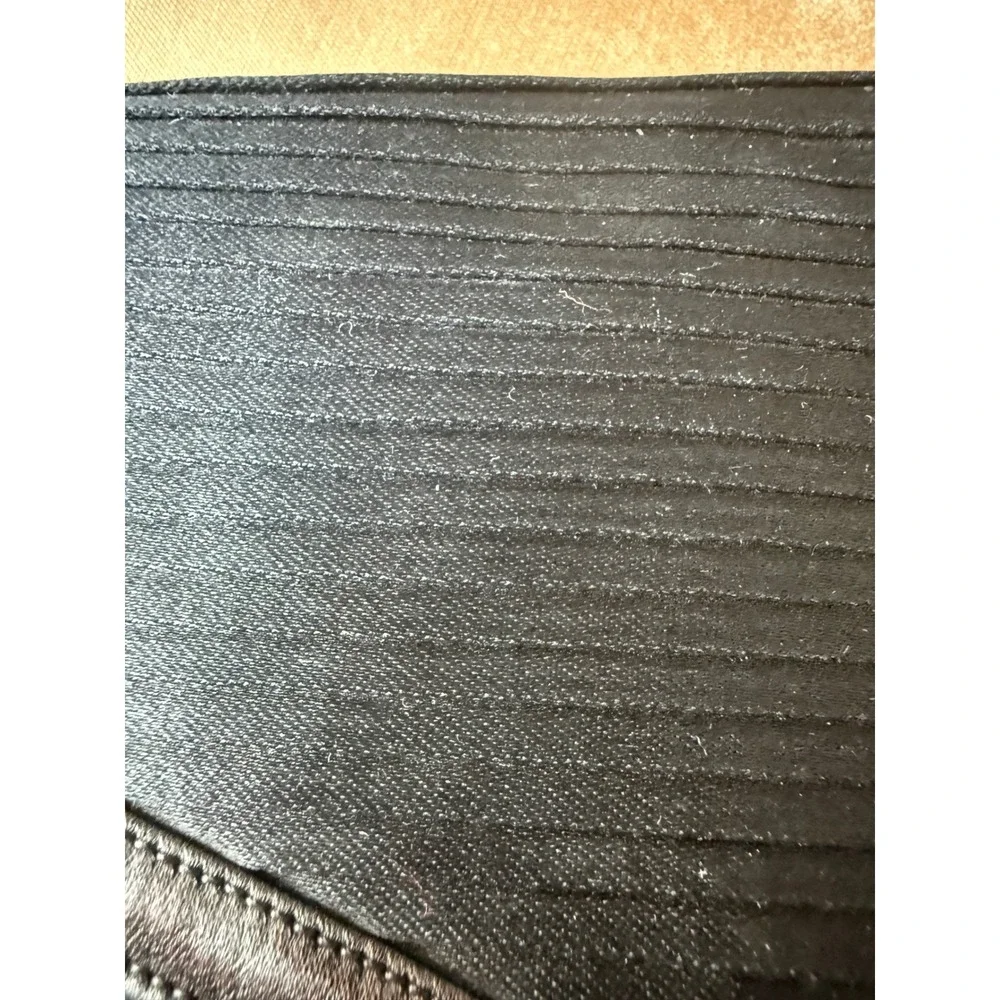 Lederer de Paris Vintage Black Pleated Silk Envelope Clutch Brown Leather Trim